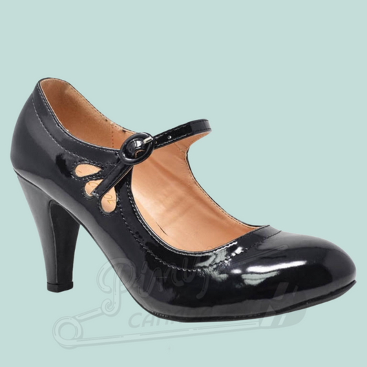Black Patent Cut Out Mary Jane Pump