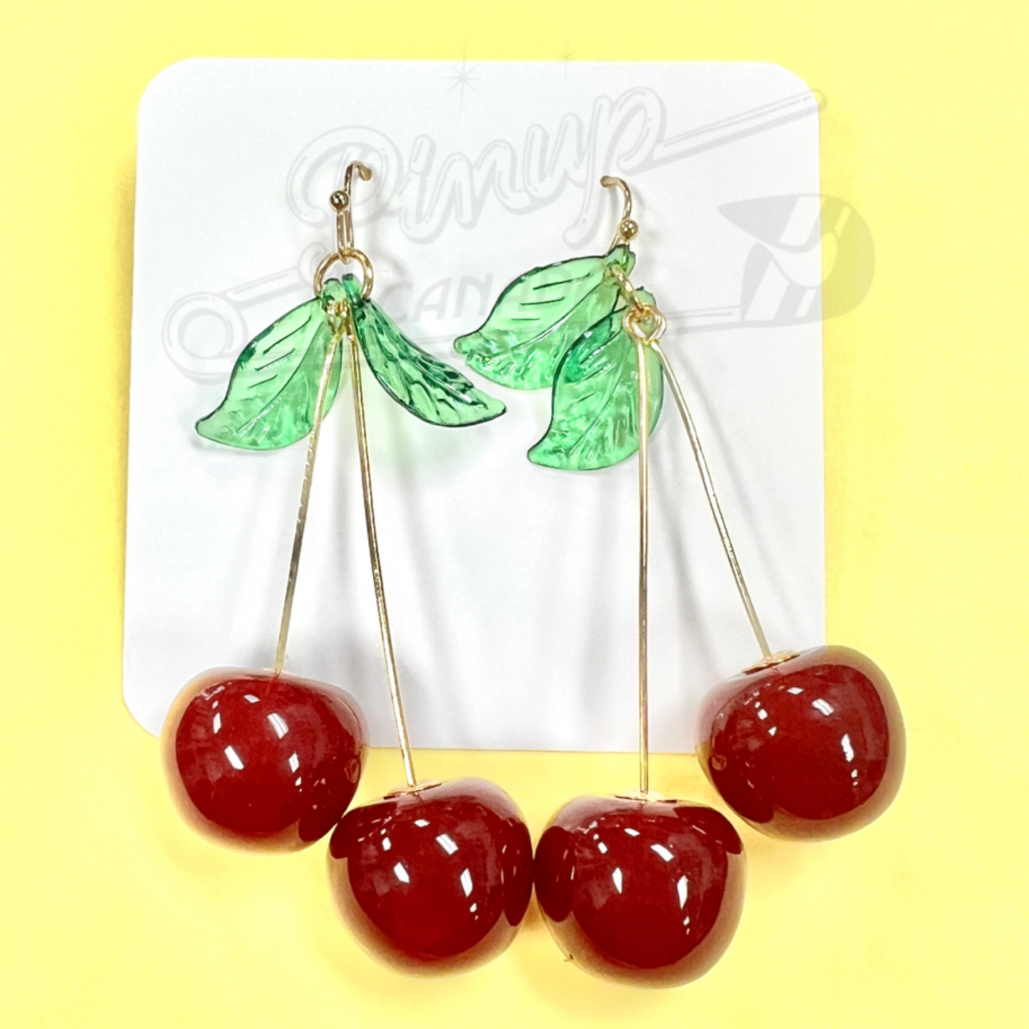 Long Stem Cherry Drop Earrings