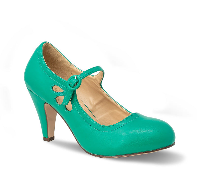 Green Cut Out Mary Jane Pumps