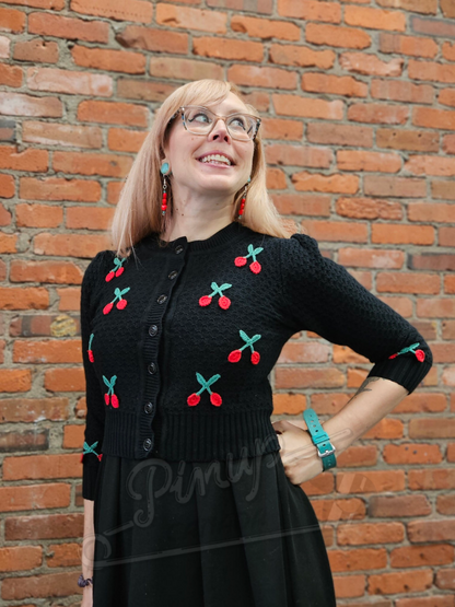 1950's Cozy Cardigan - Retro Cherries