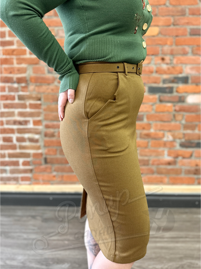 Vintage Belted Wiggle Skirt