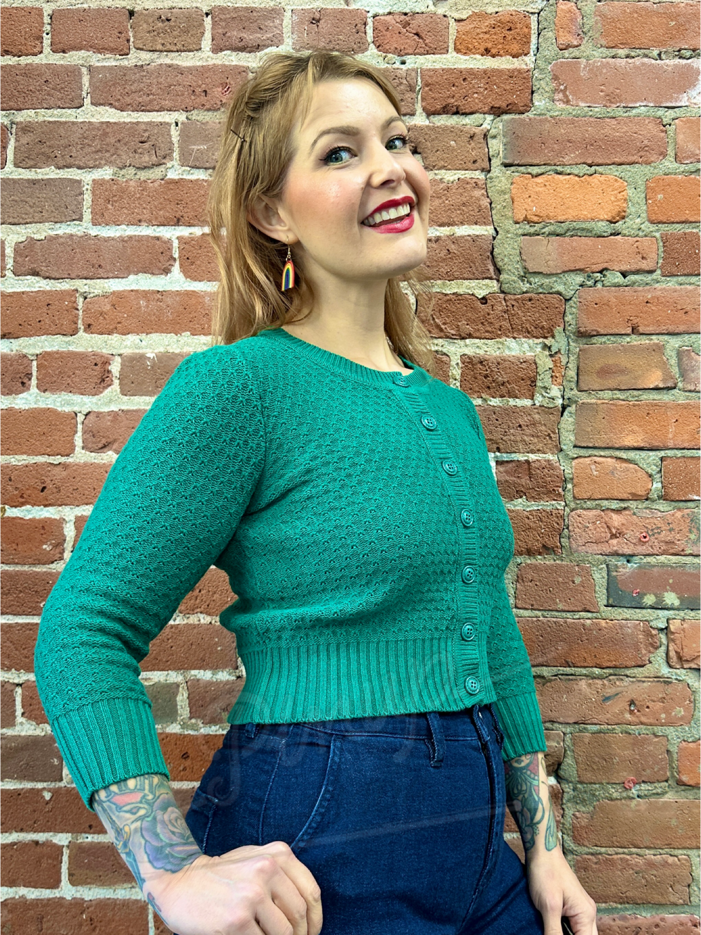 1950's Cozy Cardigan - Kelly Green