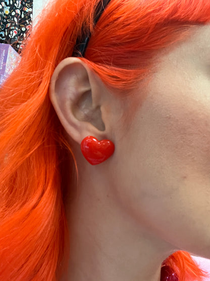 Red Heart Stud Earrings