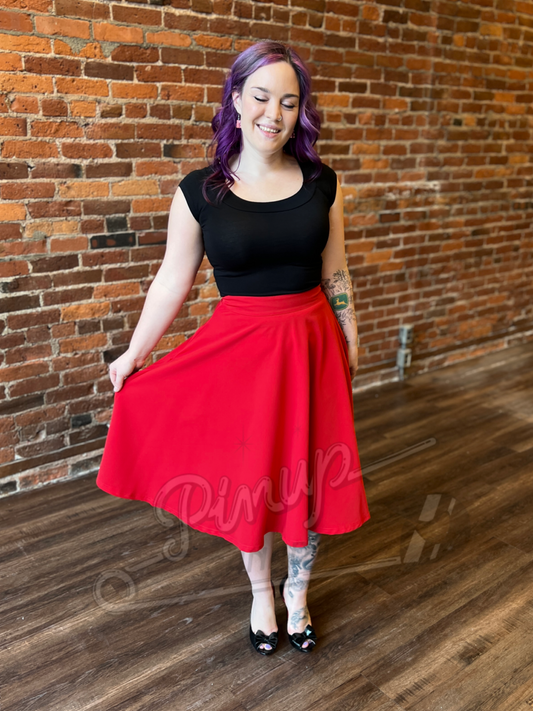 Everyday Swing Skirt - Red