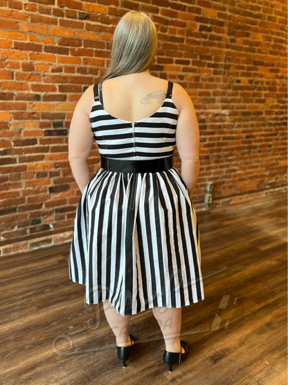 Beetlejuice Striped Swing Dress