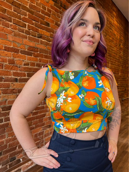 Vitamin C Button Back Crop Top