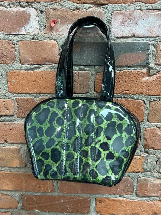 Green Leopard Bowler Purse