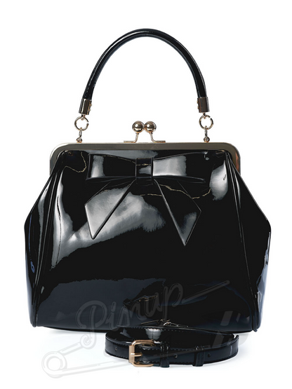 Black Patent Kiss Lock Purse