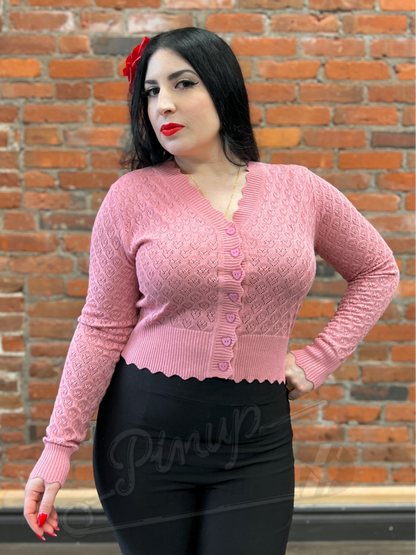 Pointelle Hearts Cardigan