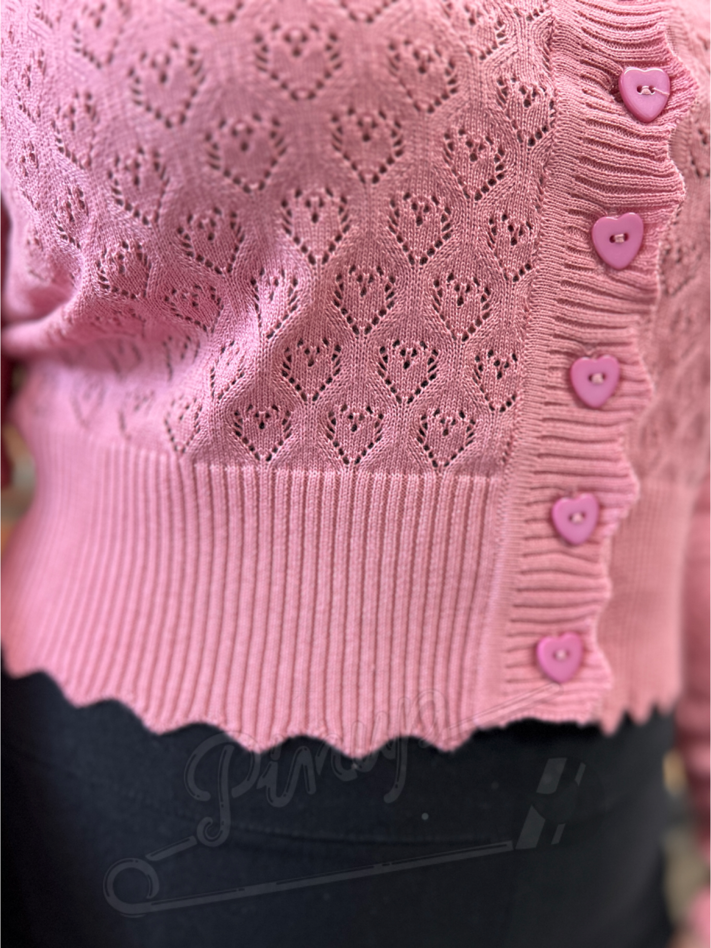 Pointelle Hearts Cardigan