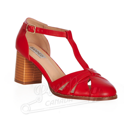 Retro Red Block Heel Sandal