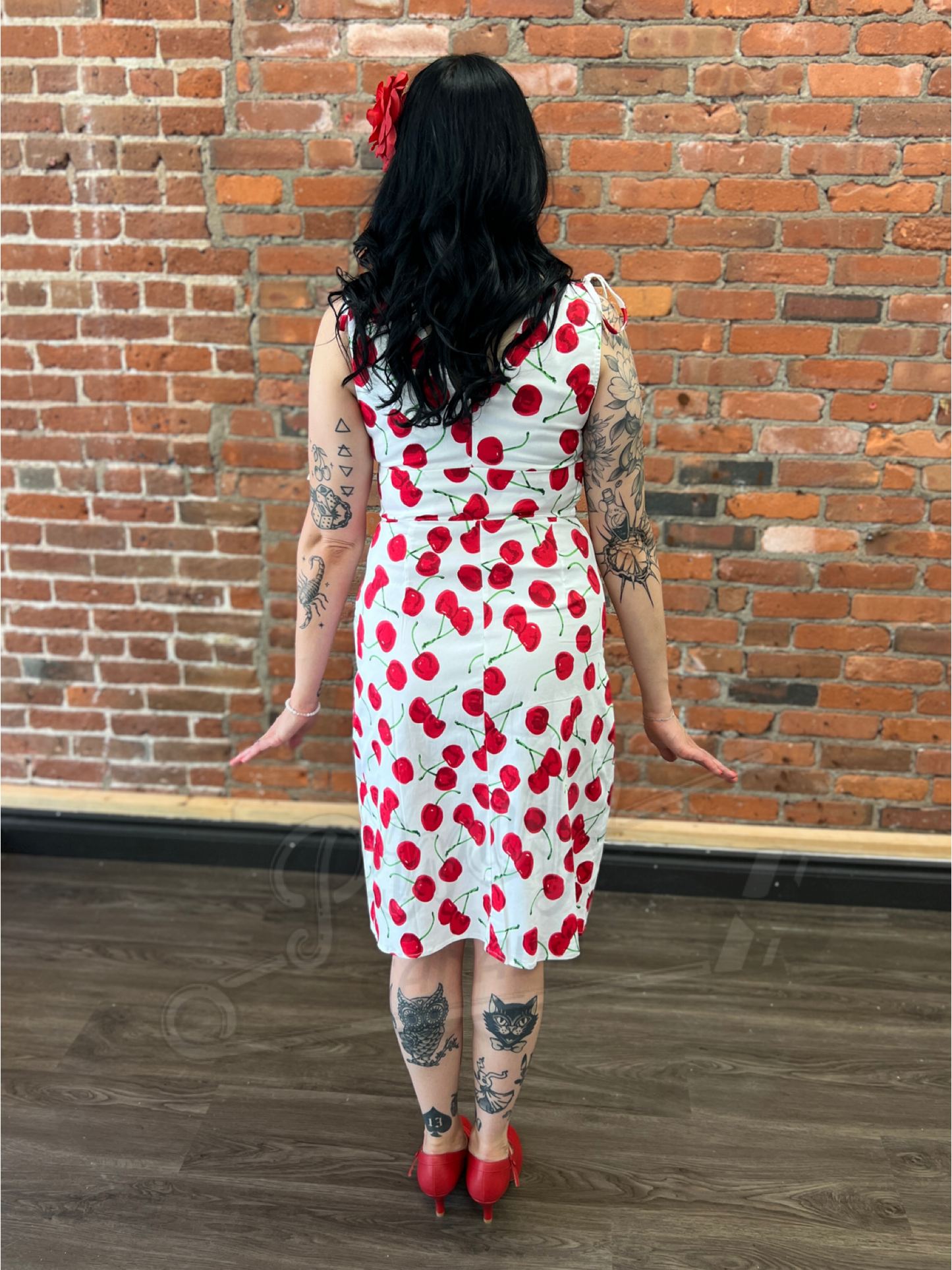 White Cherry Wiggle Dress