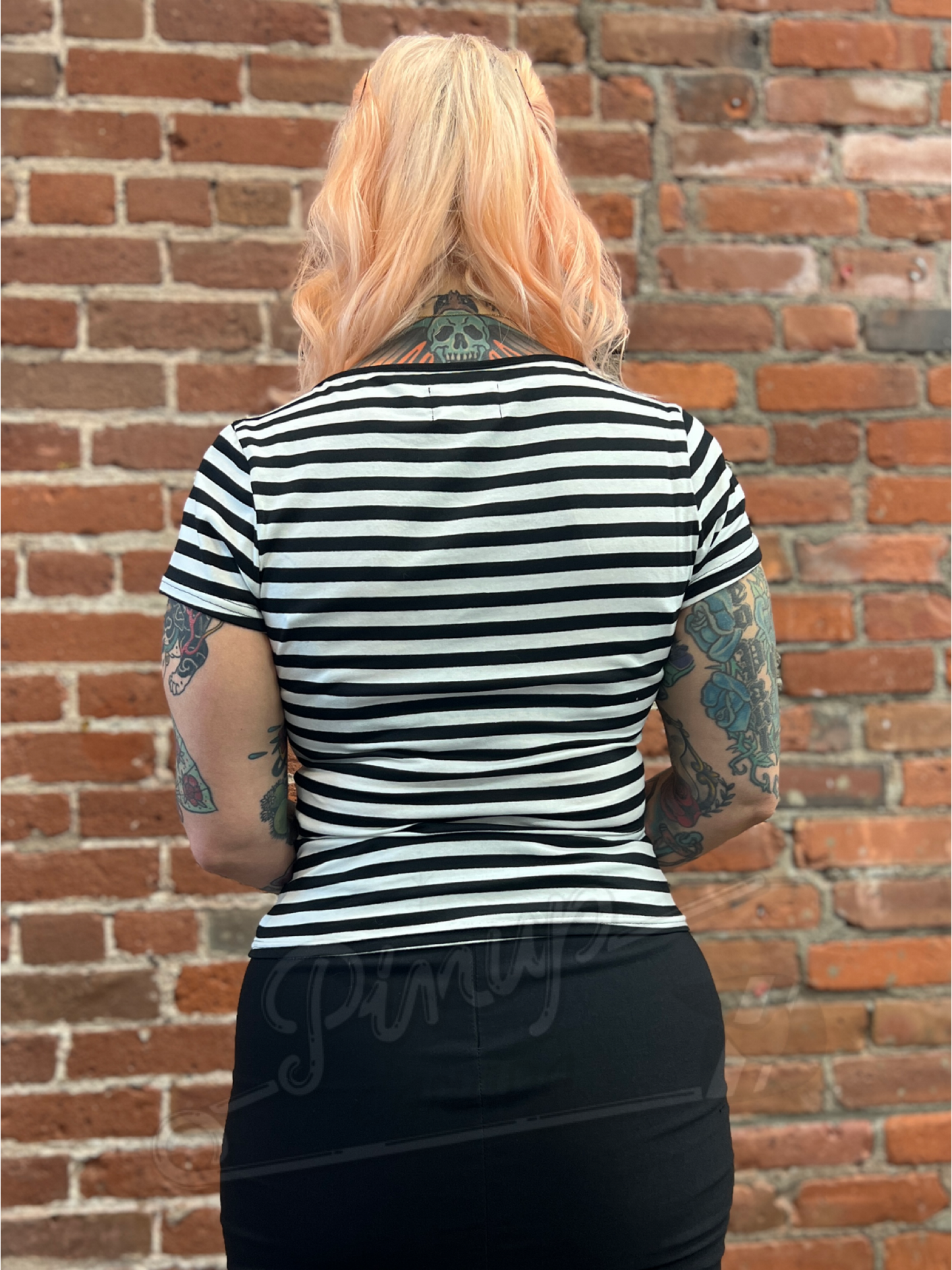 Retro Striped Keyhole Top