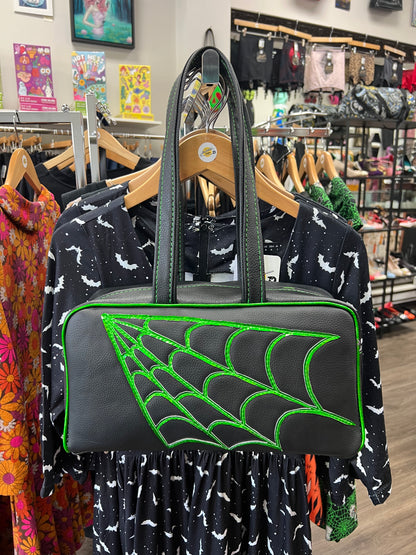 Green Cobweb Bowler Purse