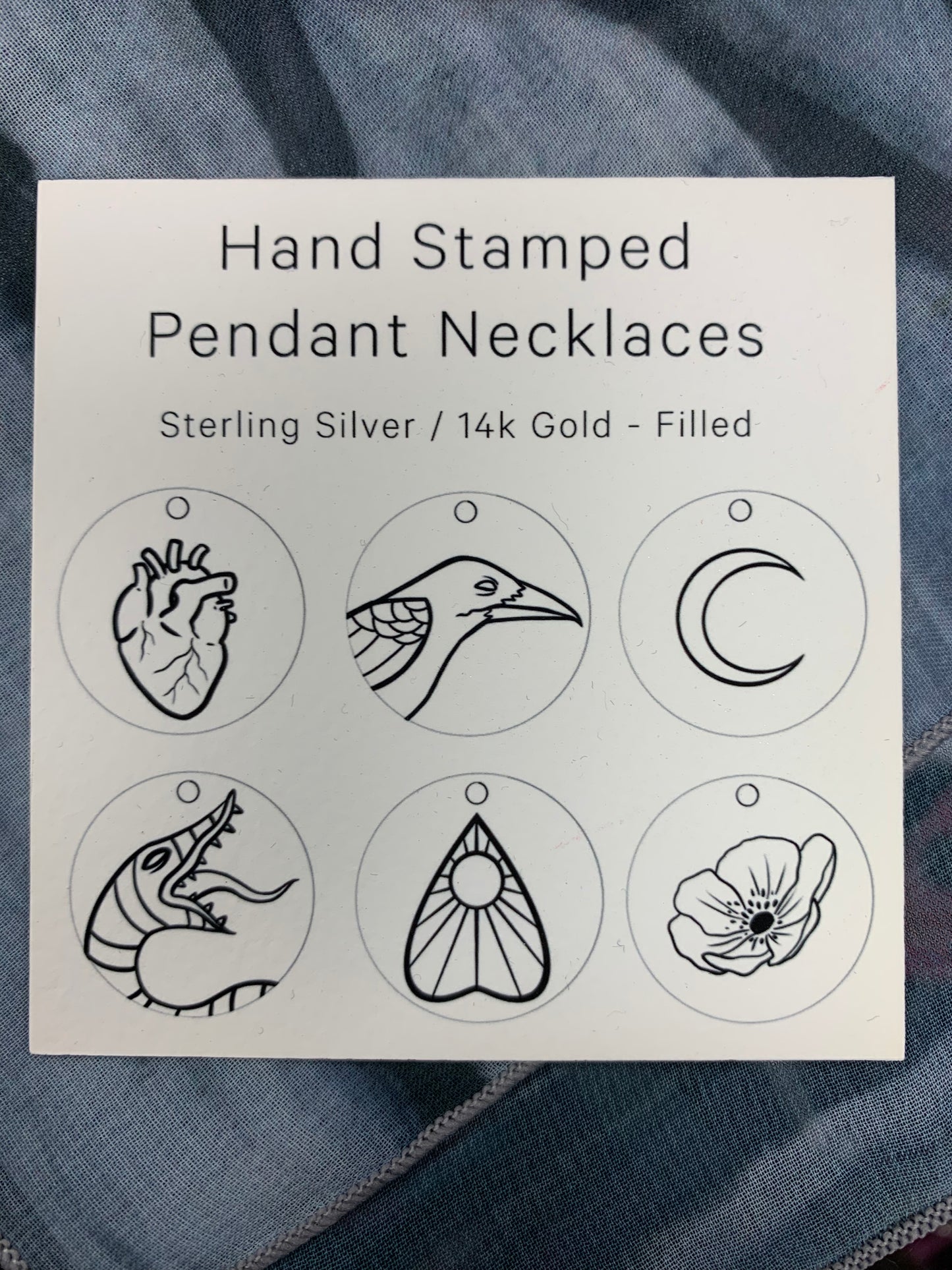 deadkittie Crow Hand Stamped Pendant Necklace