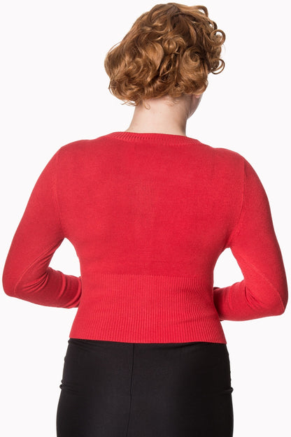 Red Cropped Cardigan