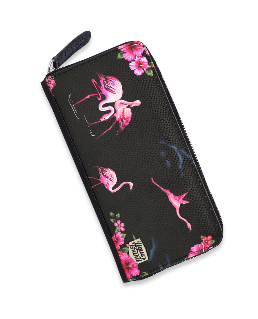 Wallet - Flamingoes on Black