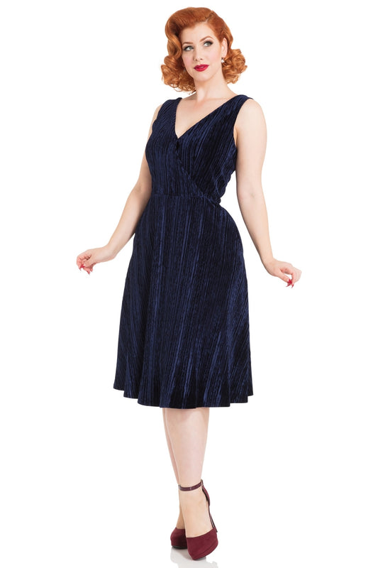 Sapphire Velvet Flared Dress