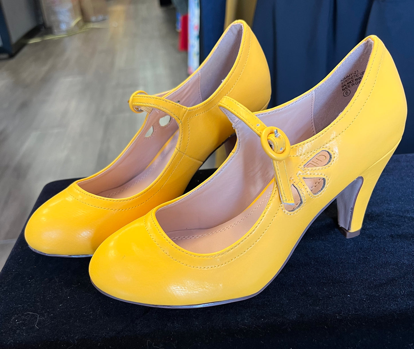 Yellow Cut Out Mary Jane Pump