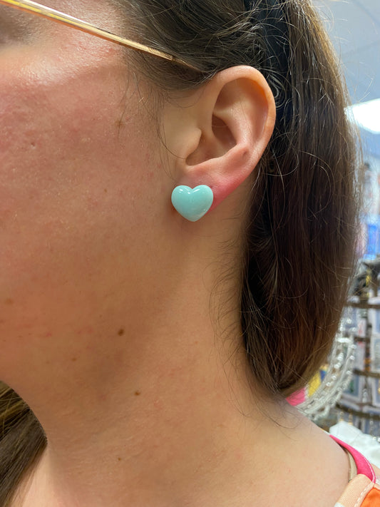 Blue Heart Stud Earrings